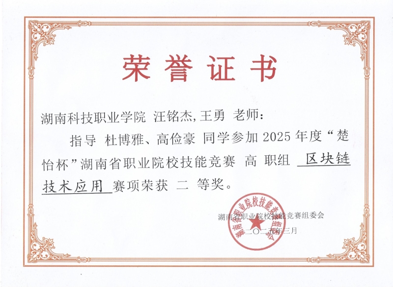 2025年度软件学院师生部分获奖证书